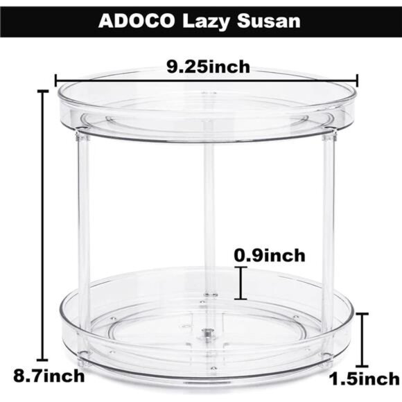2 Tier Lazy Susan Bathroom Organizer, Clear 360 Rotating Makeup Organizer - Picture 6 of 7